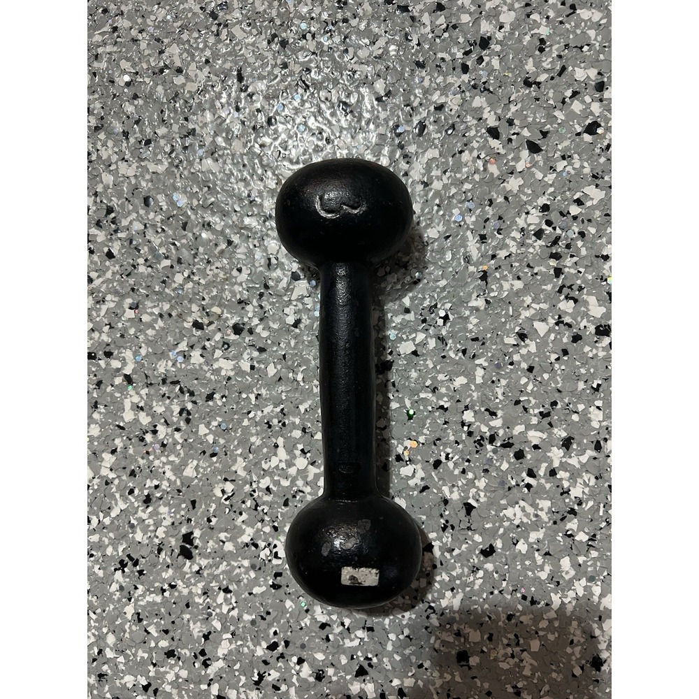 Vintage Cast Iron 3lb Dumbbell Black Hand Weight Retro Gym Single
